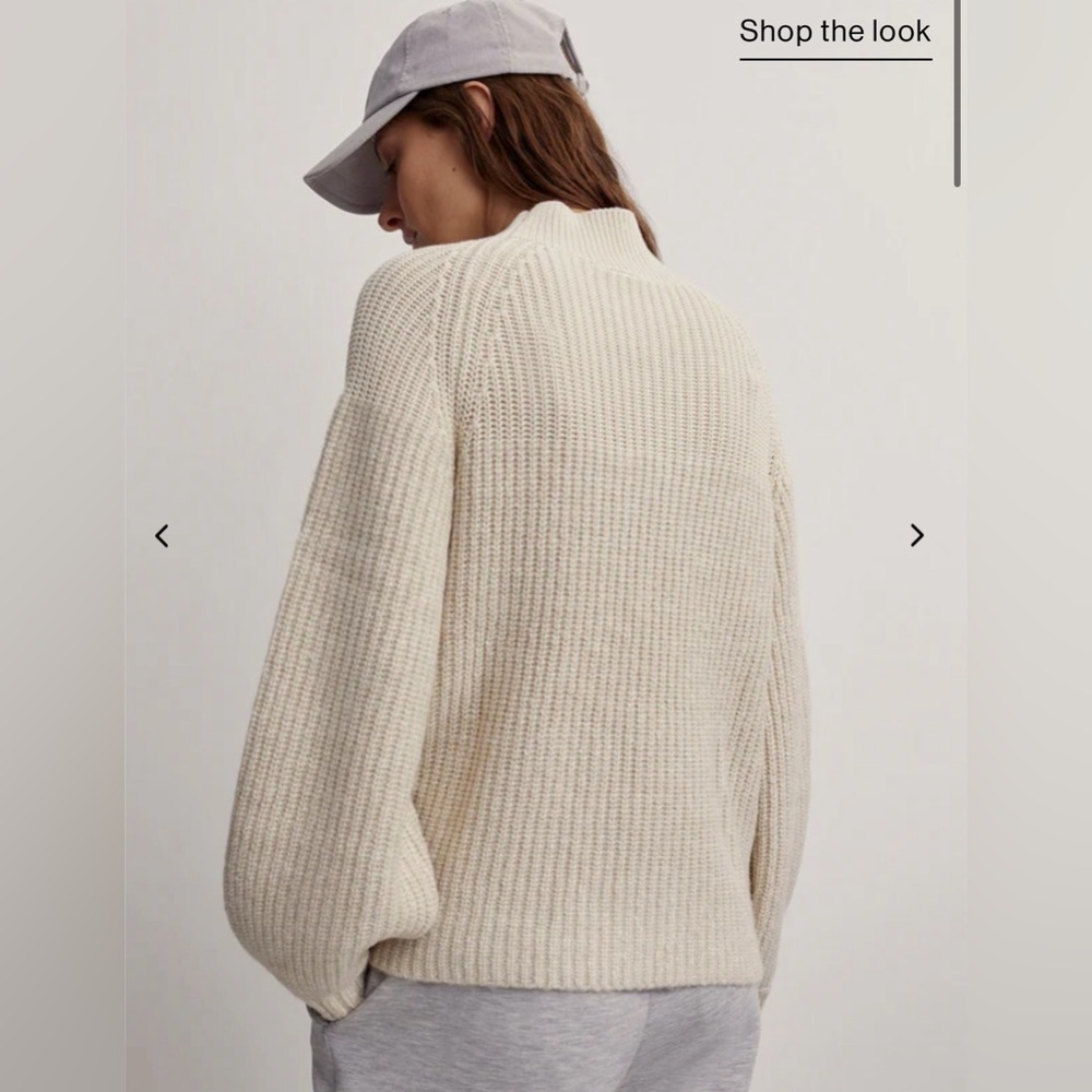 NWT Varley Cecile Raglan Knit Mock Neck Pullover Sweater in Birch Size Medium - Picture 6 of 13